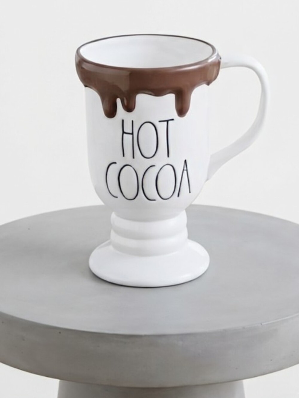 Rae Dunn HOT COCOA Chocolate Drip Pedestal Mug